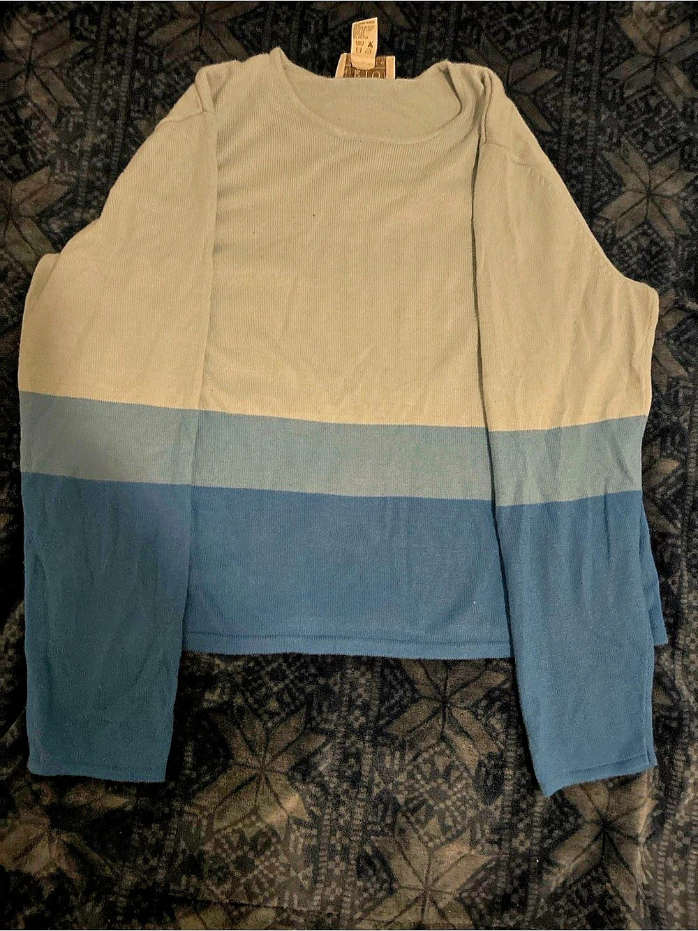 Norton McNaughton Color Block Crew Neck Sweater in Blue Size L